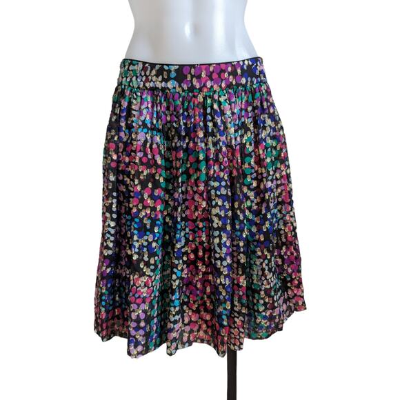 Kate Spade Size 4 Make Magic Metallic Pleated A-Line Skirt Multi Dot Silk Blend - Picture 1 of 14